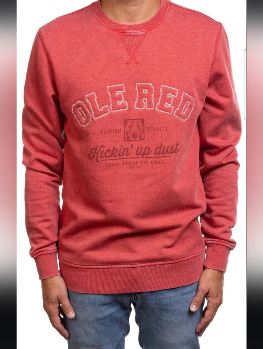 O'Neill Coral-Red Crewneck Sweatshirt with 'Ole Red' Graphic